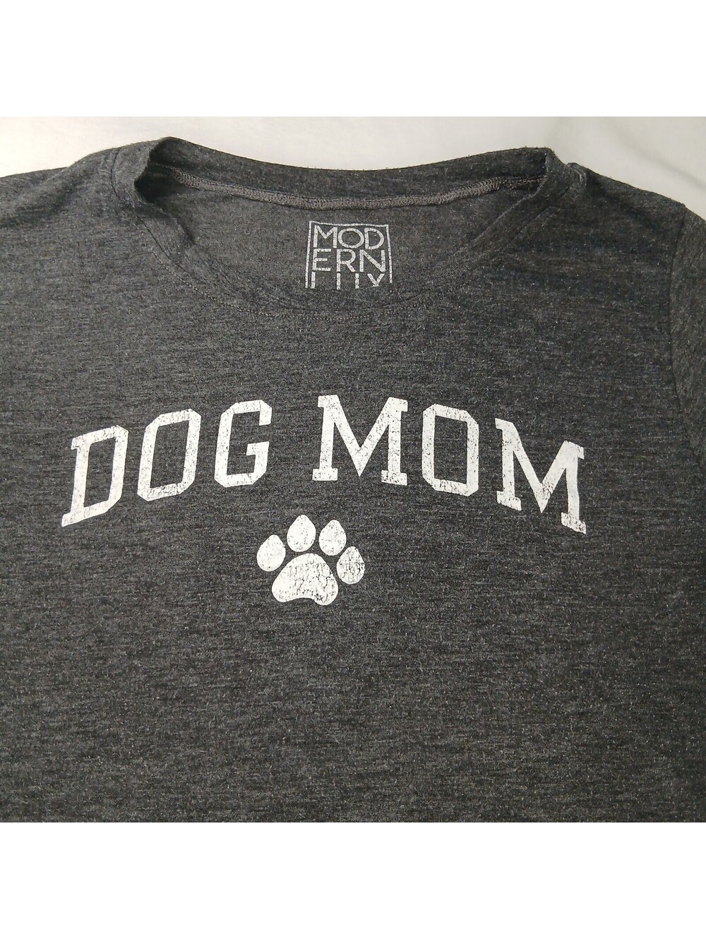 Modern Lux Dog Mom T Shirt Womens Medium M Gray Heathered Paw Print Short Sleeve